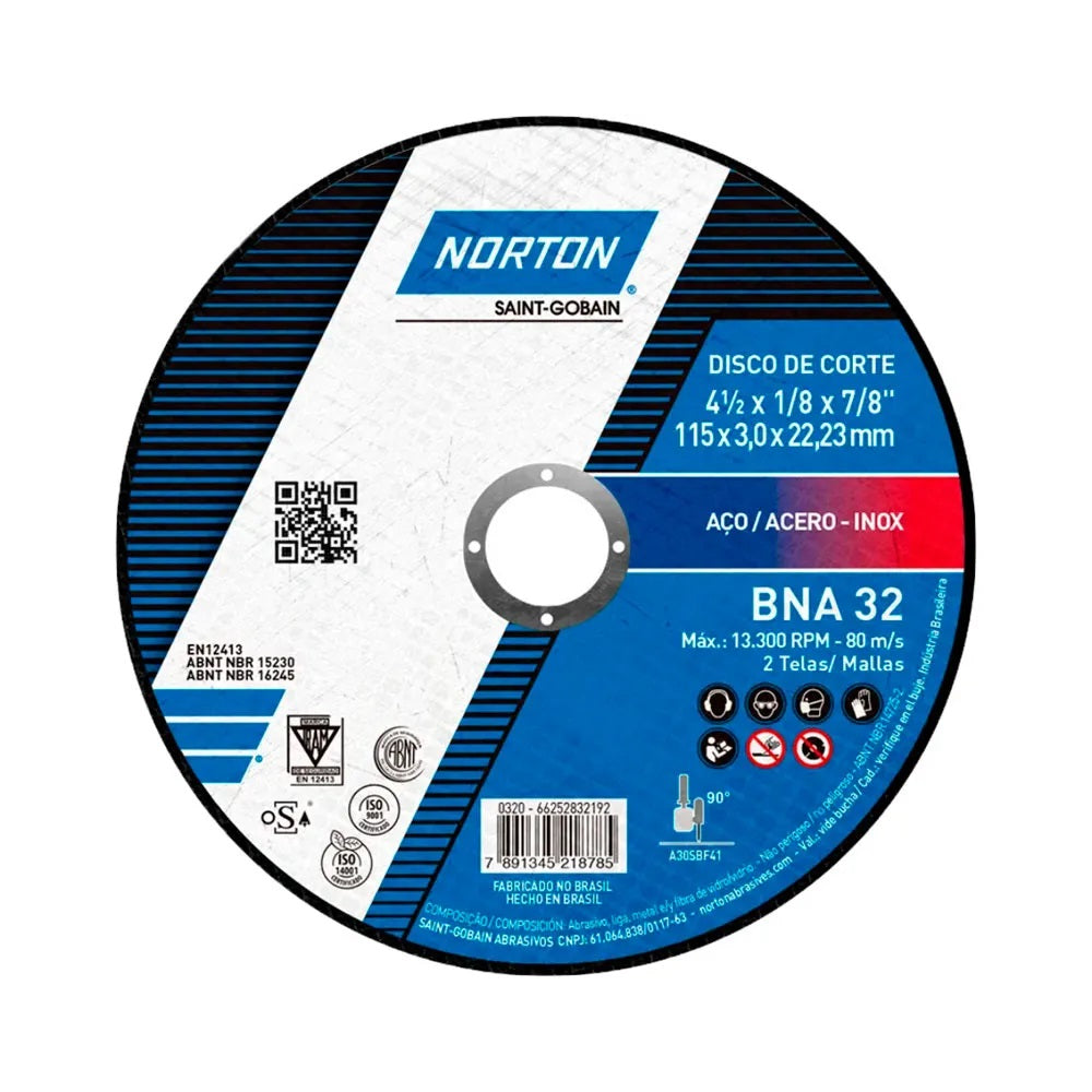 Norton Disco de Corte Acero BNA32 4 1/2x1/8x7/8
